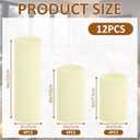 12-Pack Ivory Pillar Candles Bulk Set - 2x3, 2x4, 2x6 Inch Unscented Dripless Pillar Candles for Weddings, Home Decor & Centerpieces - Clean Burning Smokeless Decorative Candles