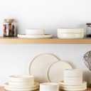 TheTerra Ceramic Dinnerware Sets for 4, 12 Pieces Porcelain Lightweight Plates and Bowls Sets, Scratch Resistant Dish Set, Oven & Microwave & Dishwasher Safe, Beige