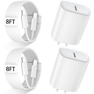 iPhone 17 16 15 Pro Max Charger Fast Charging, 8 FT iPhone 17 Charging Cable Long USB C 8FT Cord with 20W PD Fast iPhone 17 Pro Max Chargers Block for iPhone 17/17 Pro Max/17 Air/16/15 Series, iPad