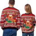 Colorful House Unisex's Ugly Christmas Jumper Sweater Printed Pullover,3D Funny Digital Print Sweatshirt Suit for Men Woman (Cute Reindeer Red)