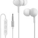 Sleep Headphones, Soft Earphones Wired for Sleeping, Sleep Earpbuds for Side Sleeping, in-Ear Headphones with Mic and Volume Control, Noise-Isolating, Travel, Relaxation (White)