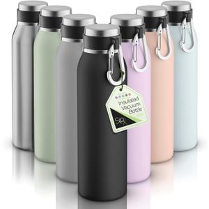 SipX Triple-Insulated Stainless Steel Water Bottle - 20oz. With Cover Lid, BPA-Free Reusable Insulated Water Bottle Keeps Cold For 24 Hours, (Black) (20 Ounces, Black)