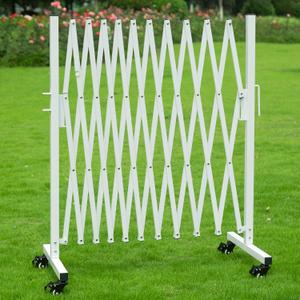 Metal Expandable Barrier, 11 Feet, Portable Safety Barrier, Mobile Accordion Fence Outdoor for Wide Openings, Garage, Yard, Retractable Driveway Gate, 1-PC (White)