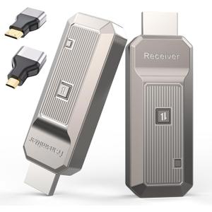 Wireless HDMI Transmitter and Receiver, 165Ft 4K Decode 1080P Output Plug & Play Wireless HDMI, Easy Setup 2.4G/5G Portable HDMI Extender for TV/Projector/PC/Conference