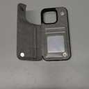 Compatible with iPhone 14 Pro Wallet Case with Card Holder, PU Leather Kickstand Card Slots Case, Double Magnetic Clasp (Gray)