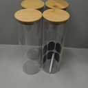 60oz Glass Storage Containers with Lids for Pasta Spaghetti, Tall Glass Jars with Airtight Wood Lids, Kitchen Food Storage Pantry Jars, For Cookies Flour Cereal Sugar Tea Coffee Beans (Set of 4)