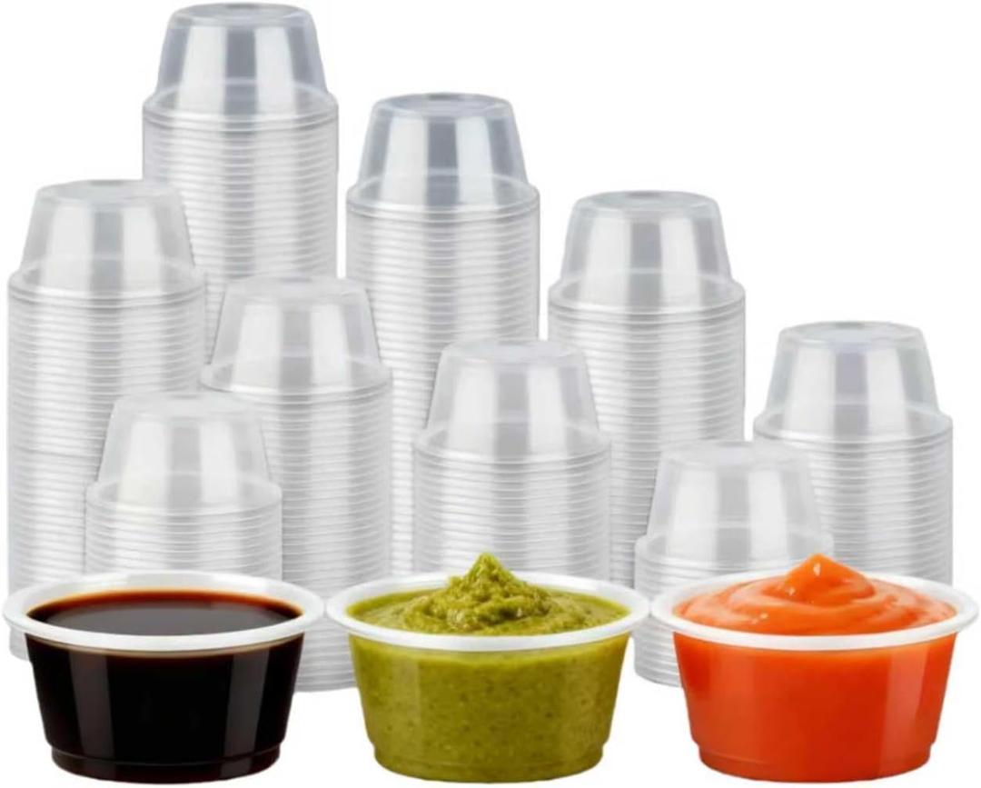 400 Count-2 oz Plastic Condiment Portion Cups(No Lids),for Souffle,Sauce,Jello Shots,Salad Dressing