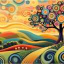 Colorful Tree Landscape 1000 Piece Puzzle for Adults - Fun Puzzles Art Painting Jigsaw Puzzles Family Game Home Decor