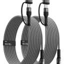 100W Fast USB C Charger Cable Right Angle, USB A/C to USB C Cable, 90 Degree Type C Braided Charging Cord for iPhone 17 16 15 Series,Samsung UItra S25 S24,MacBook (2, Black, 10ft) (Grey)