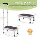 Medical Step Stool with Handle for Elderly Bed Steps for High Beds Adults Bedside Steps with Rail Safety Handicap Bed Stairs Seniors Adjustable Platform Heavy Duty Stepping Stool