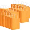 Eco‑Friendly Portable Kraft Paper Bag Shop Clothes Packaging Gift Bag, (Orange, Red, Green, Yellow)
