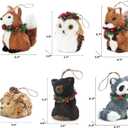 naturevibe Sisal Woodland Animals Christmas Tree Ornaments,Set of 6 Natural Forest Friends with Gift Boxes for Presents,Ornaments Animals as Rustic Home Decorations