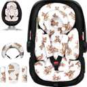 Tinlyfinly Infant Car Seat Insert with Removable Cushion for Preemie to Toddler, Reversible Newborn Carseat Insert for Baby Head Body Support, Fits for Stroller, Baby Swing, Bouncer (Teddy Bear)