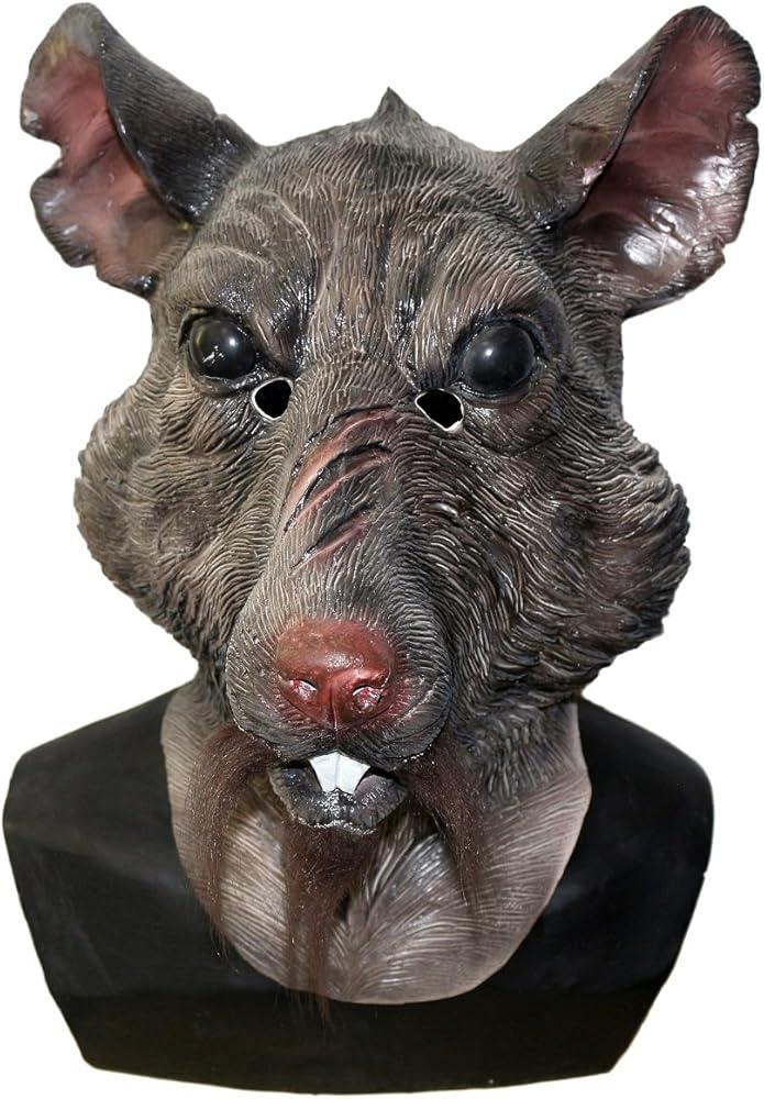 Rat Splinter Mask Scar Rat Head Latex Animal Mask - Full Head Monster Mouse Novelty Halloween Costume