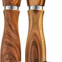 Gennua Kitchen Wooden Salt and Pepper Grinder Set: Refillable Salt & Pepper Mills Adjust for Customized Coarseness, Crafted of Solid Acacia Wood with Ceramic/Stainless Steel Core, 8 Inches Each
