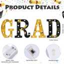 2 x 2026 Grad Light up Letters for Table, Graduation Party Decorations LED Marquee Grad Letter Lights Sign 8.7 Inches Black and Gold Graduation Centerpieces Ornaments, Batteries Not Included