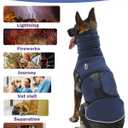 Meifsou Dog Anxiety Vest with Hood, Skin-Friendly Thunder Jacket for Dogs, All-in-One Dog Calming Shirt with Hood for Thunder, Fireworks, Separation - Keep Pet Calm Without Medicine, Dark Blue, L