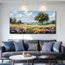 MEICEN88 Landscape Wall Decor Large Wall Art Nature Pictures Rustic Farmhouse Decor Canvas Print Wildflower Painting Wall Art for Office Living Room Bedroom Hallway Aesthetics Home Decor 24"X48"