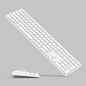 Full-Size Wireless Bluetooth Keyboard for Apple Mac OS Layout with Numeric Keypad,Keypad Risers,90-Day Life Rechargeable Battery,Scissor-Switch Tactile Typing for iMac/Mac mini/MacBook Pro/Air