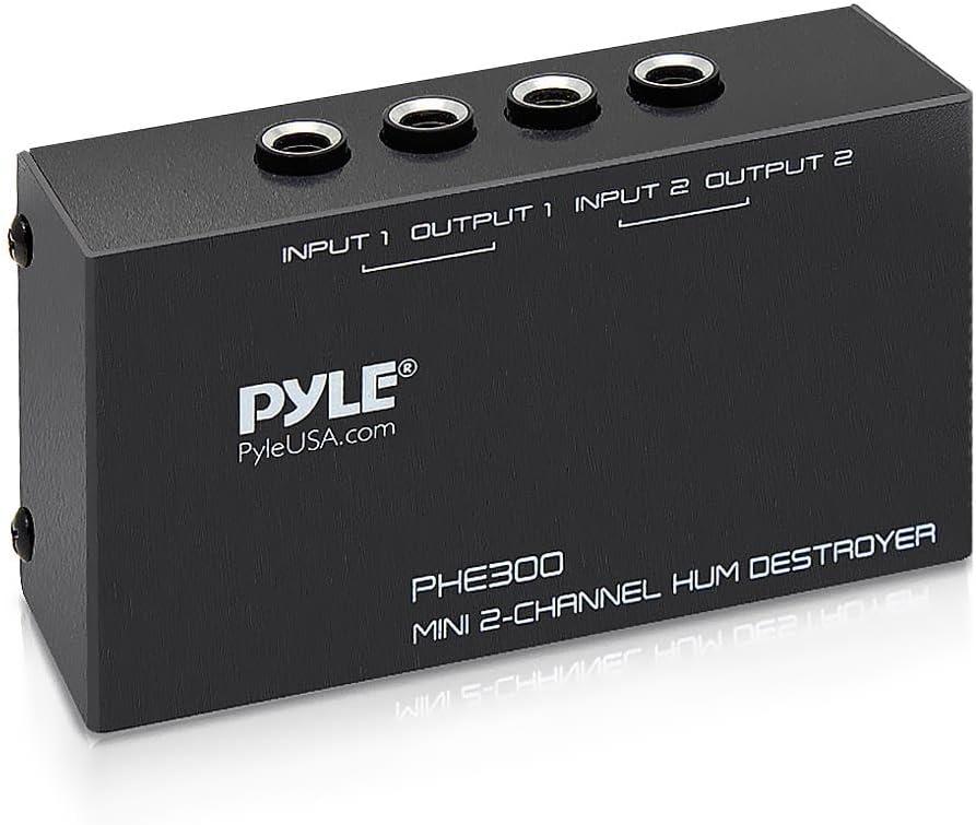 PYLE-PRO Compact Mini Hum Eliminator Box-2 Channel Passive Ground Loop Isolator, Noise Filter, AC Buzz Destroyer, Hum Killer w/ 2 1/4-Inch TRS Input and Output for 2 Mono /1 Stereo Signal