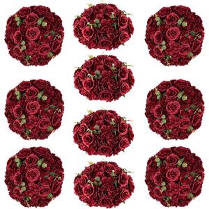 Red Roses Flowers Balls for Centerpieces: 10 PCS 15.7" Diam Flower Centerpieces for Tables in Wedding Reception Decorations Arrangement for Party Celebration Planners
