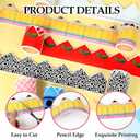 6 Rolls 98.4ft Back to School Bulletin Board Borders Pencil Apple Crayon Checkered Scalloped Border Trim Composition Notebook Classroom Decor for First Day of School Party Home Chalkboard Wall Decor