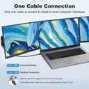 DEPGI 14" Laptop Screen Extender, 1200P FHD One Cable Connect Portable Triple Monitor, Dual Screen Monitor Fits 13"-17.3" Laptop with Stand for MacOS/Windows