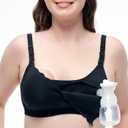 Momcozy 4-in-1 Hands-Free Pumping Bra with Cooling Fabric & Jelly-Strip Support, Nursing & Breast Pump Bra for All-Day Wear (X-Large, Black)