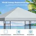 10x10 Gazebo Canopy Replacement Top, 300D High-Density Waterproof Single Layer Gazebo Cover with Heavy Duty Sun Shade Canopy, Folded UV Blocking Canopy Roof for Outdoor Patio Garden Tent Top (Gray)