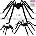 Colovis 3 Pack Halloween Giant Spider Decoration Set, Realistic 6.6FT/5FT/3FT Large Scary Black Hairy Spider Props for Indoor, Outdoor Yard, Party, Haunted House Decor