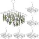 6 Pcs Stainless Steel Clothing Drying Rack, Hanging Drying Rack with Clips, Foldable Swivel Dryer Windproof Hook for Plants Flowers Towel Lingerie Sock Laundry