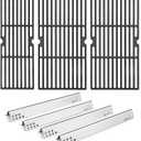 Hisencn Grill Parts for Char-Broil Performance 4 Burner, Fits 463342119, 463347017, 463335517, 463347418, Cast Iron Cooking Grates 18" x 25" & Heat Plates G470-0004-W1A