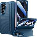 Goton for Samsung Galaxy Z Fold 6 Case with Privacy Screen Protector, Kickstand & Hinge Protection Rugged Hard 360 Full Body Protective Phone Cover Case for Z Fold 6 5G 2024 - Blue