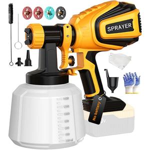Cordless Paint Sprayer for Dewalt 20V MAX Battery Electric Spray Paint Gun with High Capacity Container Easy to Clean for House Painting Yellow(Not Include Battery)