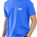 NORTHYARD Men's Cotton Shirts Heavyweight Short Sleeve Casual T-Shirts with Chest Pocket Work Wear (Blue, XL)