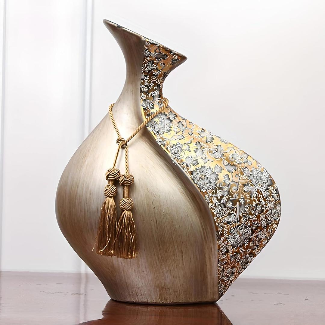 European Style Ceramic Flower Vase |15 Inch Pottery Big Boho Vase for Home Decor, Modern Decorative Vase for Dining Table,Not Suitable for Water, Suitable for Dry Flowers and Simulated Flowers