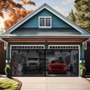 Premium Garage Door Screen for 2 Car Garage 15x8ft, Heavy Duty Durable Fiberglass Screen Mesh W Hook & Loop Tapes, Strips, Doors Screen with Powerful Magnets, Easy to Install (15x8 Black)