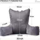 Back Pillow for Bed Sitting up, Backrest Pillow with Arms, Back Support Pillows for Gaming Lounging Watching TV, Large 21" Grey