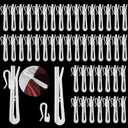 2 x 50Pcs Plastic Curtain Hooks 70mm/2.75inch Ratchet System Pinch Pleat Curtain Hooks,Adjustable Pinch Pleat Hooks for Window Curtain Door Curtain Shower Curtain
