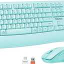 MEETION Wireless Keyboard and Mouse, Full-Sized Cordless Keyboard with Wrist Rest, 3 DPI Adjustable Mouse, 2.4GHz USB-A Receiver, Computer Keyboard for PC/Computer/Laptop/Windows/Mac, Blue