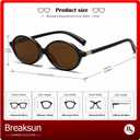 Retro Oval Sunglasses for Women Men Trendy Round Sunnies 90s Vintage Style (A4 Black/Brown)