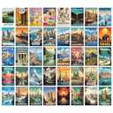 97 Decor Vintage Travel Decor For Home - 40 Pcs Vintage Travel Posters For Classroom, Around The World Wall Art Prints, Retro Geography Destination Collage For Bedroom Dorm Decorations (4x6)
