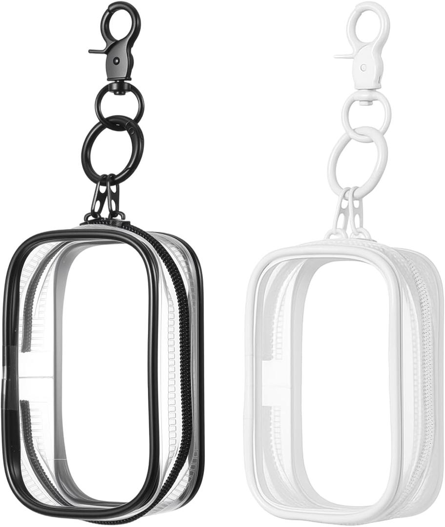 2 Pcs Clear Figure Display Bag with Keychain, Blind Box Display Case Portable Small Doll Storage Bag Zipper Closure Dustproof Collectibles Organizer for Showing Off Boxes Dolls Mini Figures