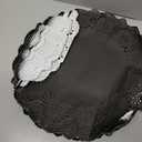 MCEAST 100 Pack Round Black Paper Doilies 13.5 Inches Lace Paper Place Mats Rustic Scallop Doily Disposable Table Pads for Food Cakes Crafts Party Weddings Tableware Decor