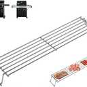 DcYourHome 7641 Warming Rack for Weber Spirit I & GS4 Spirit II 300 Series, Spirit E-310 E-315 E-320 E-335 SP310 Parts with Front Control Knobs, Genesis Silver Gold B/C, Stainless Steel 24 7/8 Inch