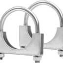 3.5 inch Muffler U-Bolt Clamps for 3-1/2" Diameter Exhaust Tail Pipe, Stainless Steel Exhaust U Clamp, Pack of 2
