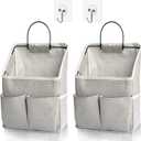 2 Pack Wall Hanging Storage Bag,Wall Hanging Organizer bags with Pockets, Wall Organizer Storage for Dormitory Bathroom Bedroom (Grey-upgraded), 2 Pack