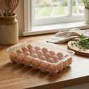 Clear Egg Holder for Refrigerator - Stackable Plastic Egg Tray with Lid, Large Capacity Egg Storage Bin, Durable Fridge Organizer for Kitchen & Countertop - Holds 24 Eggs