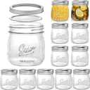 Lyellfe 12 Pack Wide Mouth Mason Jars, 16 Oz Short Glass Canning Jar with Airtight Lids, Food Safe Jam Spice Jar for Honey, Jelly, Wedding Favors, DIY Project, Dishwasher Safe