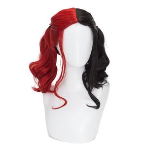 Red and Black Wig for women Curly Two Ponytails Wig for Girls Halloween Costume Party Cosplay Wig (1 Count (Pack of 1), Color-2)